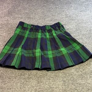 aerie Green and Navy Plaid Pleated Skirt
